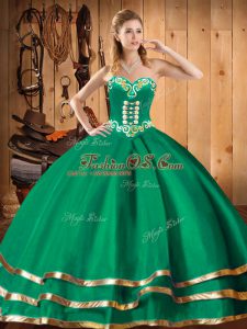 Embroidery Vestidos de Quinceanera Green Lace Up Sleeveless Floor Length