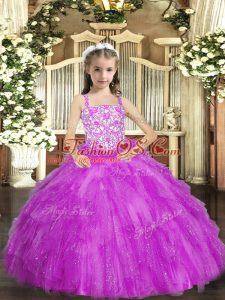 Floor Length Ball Gowns Sleeveless Lilac Pageant Dress Lace Up