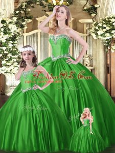 Charming Floor Length Ball Gowns Sleeveless Green Quinceanera Gowns Lace Up