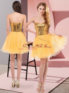 Hot Selling Sleeveless Zipper Mini Length Sequins Dress for Prom