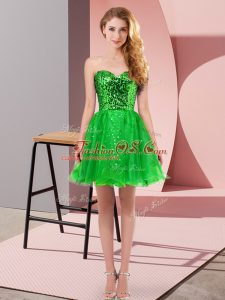 Extravagant A-line Homecoming Dress Green Sweetheart Tulle Sleeveless Mini Length Zipper