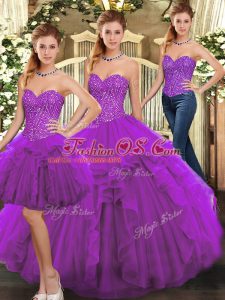 Modest Sleeveless Lace Up Floor Length Ruffles 15th Birthday Dress