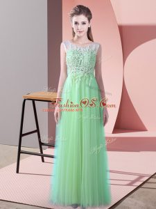 Gorgeous Beading and Lace Dama Dress Apple Green Zipper Sleeveless Brush Train