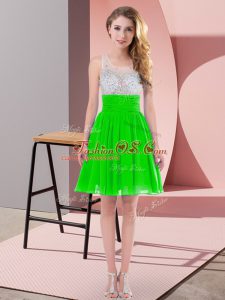 Scoop Sleeveless Chiffon Dama Dress Beading Side Zipper