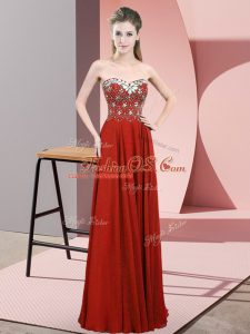 Sweetheart Sleeveless Chiffon Beading Zipper