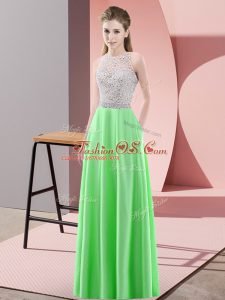 Floor Length Green Prom Party Dress Scoop Sleeveless Backless