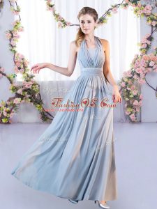 Fashionable Grey Sleeveless Belt Floor Length Quinceanera Court of Honor Dress