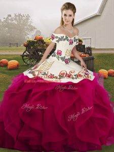 Floor Length Ball Gowns Sleeveless Fuchsia Vestidos de Quinceanera Lace Up
