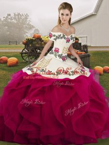 Floor Length Ball Gowns Sleeveless Fuchsia Vestidos de Quinceanera Lace Up