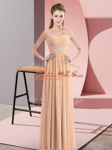 Attractive Peach Sleeveless Chiffon Zipper Evening Dress for Prom and Party