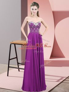 Pretty Floor Length Purple Prom Dresses Sweetheart Sleeveless Zipper