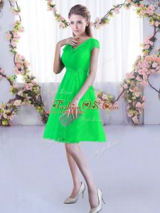 Graceful Green A-line V-neck Cap Sleeves Lace Mini Length Lace Up Lace Dama Dress