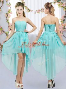 Aqua Blue Sweetheart Lace Up Beading Bridesmaid Gown Sleeveless