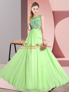 Colorful Chiffon Sleeveless Floor Length Damas Dress and Beading and Appliques