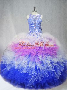 Multi-color Sleeveless Beading and Ruffles Quinceanera Gowns