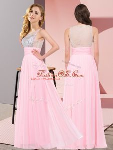 Smart Scoop Sleeveless Side Zipper Damas Dress Baby Pink Chiffon