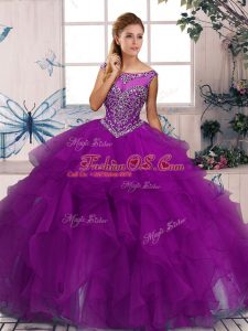 Sleeveless Zipper Floor Length Beading and Ruffles Quinceanera Gown