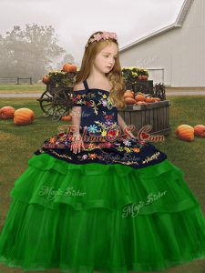 Floor Length Ball Gowns Sleeveless Green Winning Pageant Gowns Lace Up