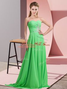 Captivating Floor Length Lace Up Mother Of The Bride Dress for Prom and Party and Military Ball with Beading and Ruching