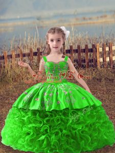 Elegant Embroidery Kids Formal Wear Lace Up Sleeveless Sweep Train