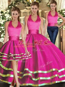 Sleeveless Lace Up Floor Length Ruffled Layers Quinceanera Dress