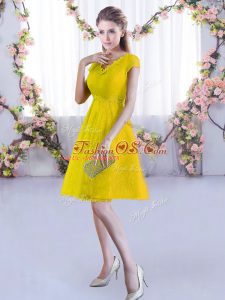 Wonderful V-neck Cap Sleeves Lace Damas Dress Lace Lace Up