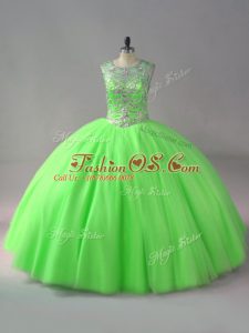 Top Selling Ball Gowns Beading Quinceanera Dress Lace Up Tulle Sleeveless Floor Length