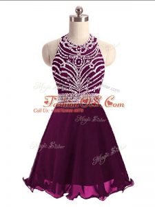 Fabulous Sleeveless Lace Up Mini Length Beading Evening Dress