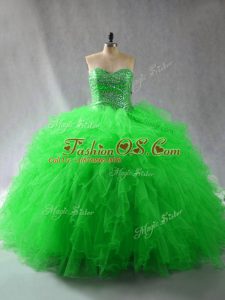 Custom Made Quince Ball Gowns Sweet 16 and Quinceanera with Beading and Ruffles Sweetheart Sleeveless Lace Up