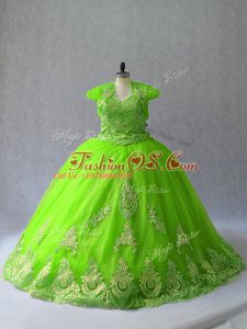 Enchanting Appliques Quince Ball Gowns Lace Up Sleeveless Court Train