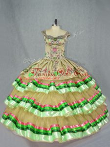 Floor Length Ball Gowns Sleeveless Olive Green Sweet 16 Dresses Lace Up