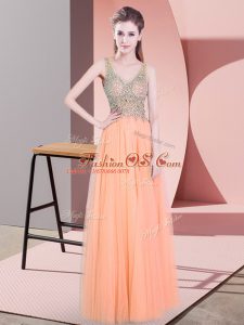 Sleeveless Zipper Floor Length Beading Mother Of The Bride Dress