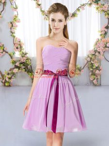 Mini Length Lavender Damas Dress Sweetheart Sleeveless Lace Up