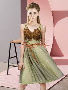 Sleeveless Appliques Lace Up Bridesmaid Dress