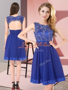 Hot Selling Mini Length Royal Blue Quinceanera Court of Honor Dress Scoop Sleeveless Backless