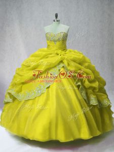 Spectacular Olive Green Ball Gowns Beading and Appliques and Pick Ups Quinceanera Gown Lace Up Organza Sleeveless Floor Length
