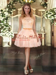 Scoop Sleeveless Organza Prom Gown Lace Zipper