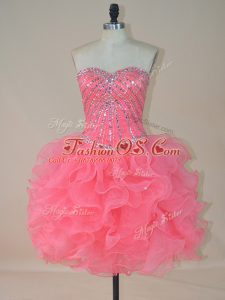 Sleeveless Zipper Mini Length Beading and Ruffles Cocktail Dresses