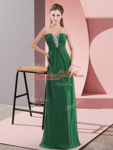 Beautiful Floor Length Zipper Military Ball Gown Green for Prom and Party with Beading