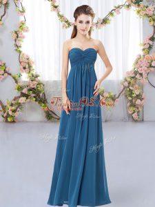 Sweetheart Sleeveless Zipper Quinceanera Court of Honor Dress Teal Chiffon