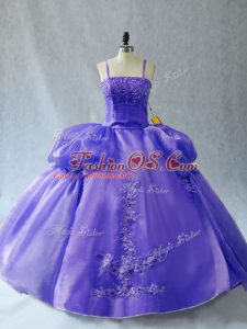 Beautiful Lavender Sleeveless Organza Lace Up Quinceanera Gowns