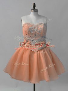 Organza Sleeveless Mini Length Prom Dresses and Beading