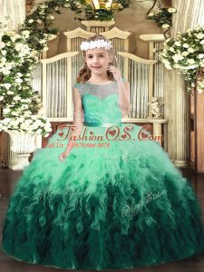 Elegant Floor Length Multi-color Little Girl Pageant Gowns Scoop Sleeveless Backless