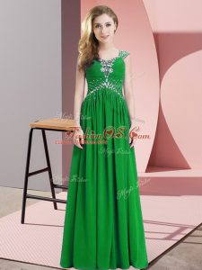 Modern Green Straps Neckline Beading Homecoming Dress Online Cap Sleeves