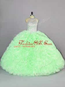 Ball Gowns Beading and Ruffles Quinceanera Dresses Lace Up Organza Sleeveless Floor Length