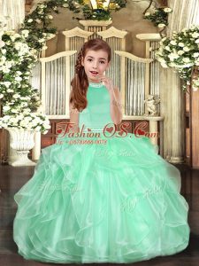 Cheap Apple Green Sleeveless Beading Evening Gowns