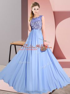 Sleeveless Backless Floor Length Beading and Appliques Vestidos de Damas