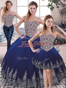 Cheap Tulle Sleeveless Floor Length Sweet 16 Dress and Embroidery
