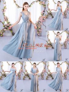 Floor Length Empire Sleeveless Grey Wedding Guest Dresses Lace Up