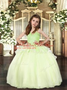 Sleeveless Lace Up Floor Length Beading Child Pageant Dress